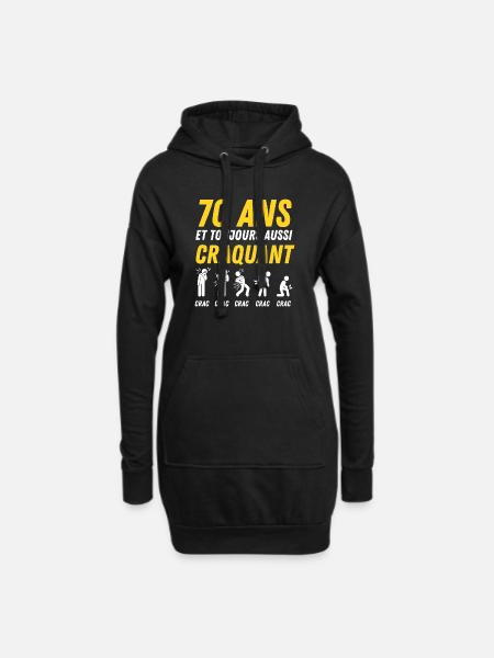 70 ans humour anniversaire vintage - Sweat-shirt à capuche long Femme - noir