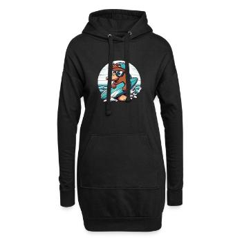 Surfender Biber mit Sonnenbrille - Hoodie-Kleid - Schwarz - Vorne