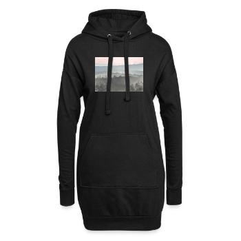 Sonnenaufgang in Bergen des Nebels - Hoodie-Kleid - Schwarz - Vorne