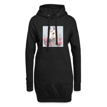 Pferd mit Blumen - Hoodie-Kleid - Schwarz - Vorne