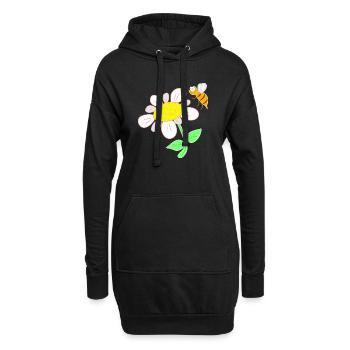 Biene die zur Blüte fliegt - Hoodie-Kleid - Schwarz - Vorne