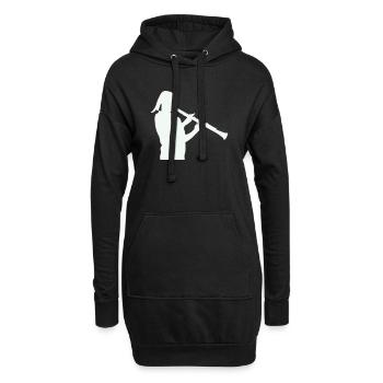 Silhouette mit Klarinette - Hoodie-Kleid - Schwarz - Vorne