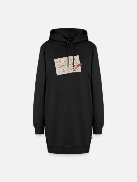 Baum und Marienkäfer Doodle Skizze - Hoodie-Kleid - Schwarz