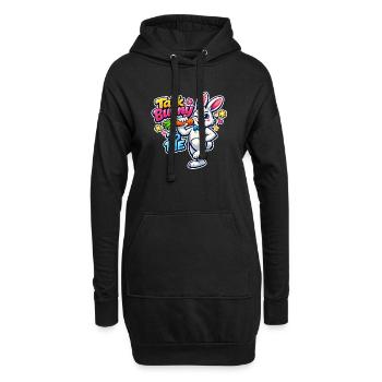 Bunny Bunny Bunny Printemps Fleurs de Printemps Jardin d’été de Pâques - Sweat-shirt à capuche long Femme - noir - Devant