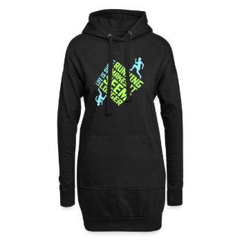 La vie est courte La course la rend plus longue Drôle - Sweat-shirt à capuche long Femme - noir - Devant