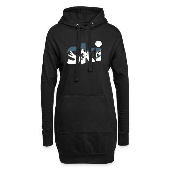 Ski Bergpanorama Typo Design - Hoodie-Kleid - Schwarz - Vorne