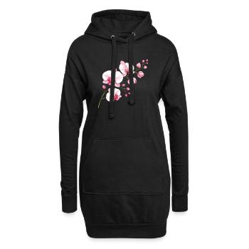 Orchidee Blütenzweig Illustration Florales Motiv - Hoodie-Kleid - Schwarz - Vorne