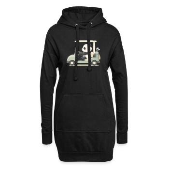 Panda im Golfcart Illustration - Hoodie-Kleid - Schwarz - Vorne