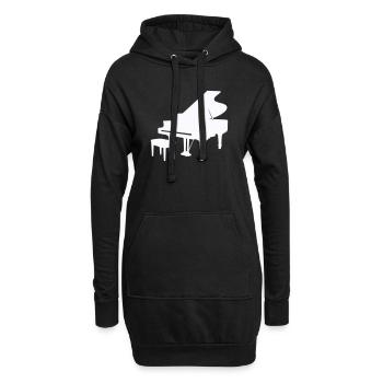 Piano Silhouette Monochrome - Sweat-shirt à capuche long Femme - noir - Devant