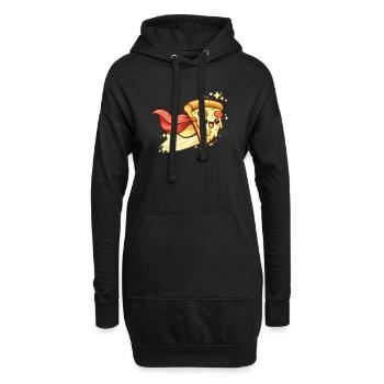 Pizzaheld mit Cape - Hoodie-Kleid - Schwarz - Vorne