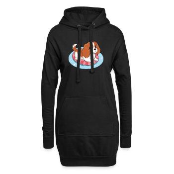 Sommerbojen-Schwimmerwelpe - Hoodie-Kleid - Schwarz - Vorne