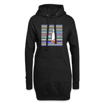 Segelboot - Hoodie-Kleid - Schwarz - Vorne