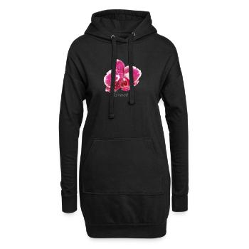 Bordeaux Orchid Macro - Grâce Élégance - Sweat-shirt à capuche long Femme - noir - Devant