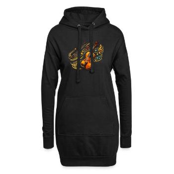 Violon à chevilles sonores - Sweat-shirt à capuche long Femme - noir - Devant
