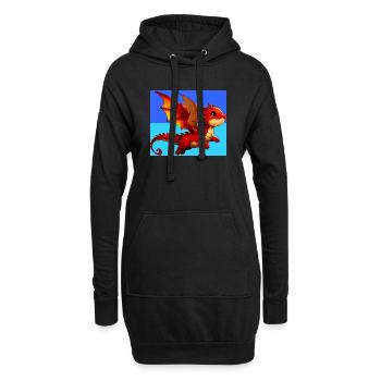 Drache - Hoodie-Kleid - Schwarz - Vorne
