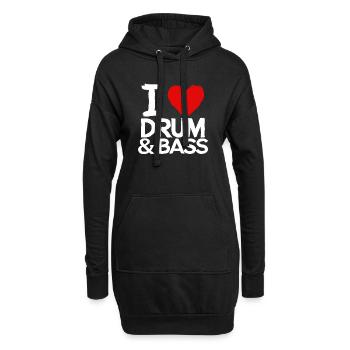 J’adore Drum & Bass Grunge Musique Batteur Drôle - Sweat-shirt à capuche long Femme - noir - Devant