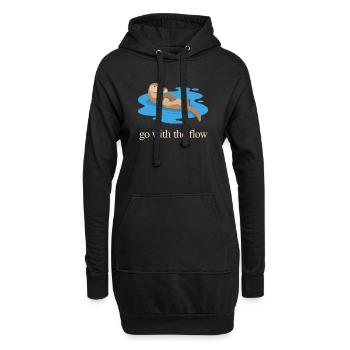 Otter Duo: Geh mit dem Strom - Hoodie-Kleid - Schwarz - Vorne