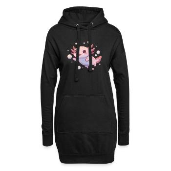 Dessin animé câlin de l’Axolotl à Bulle - Sweat-shirt à capuche long Femme - noir - Devant