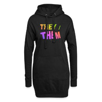 they / them Geschenkidee LGBTQ+ nonbinary Pronomen - Hoodie-Kleid - Schwarz - Vorne