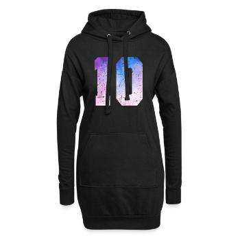 numéro 10 – Cadeau anniversaire 10 ans - Sweat-shirt à capuche long Femme - noir - Devant