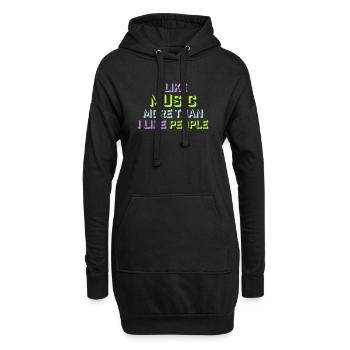 I Like Music More Than I Like People Lustig Musik - Hoodie-Kleid - Schwarz - Vorne