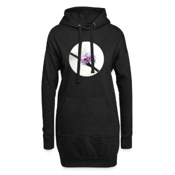 Fleur rose et blanche délicate, fleur blanche - Sweat-shirt à capuche long Femme - noir - Devant