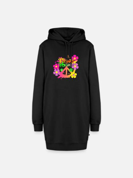 Flower Power Frieden Peacezeichen - Hoodie-Kleid - Schwarz