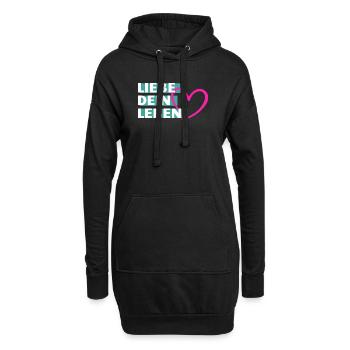 Liebe Dein Leben Herzmotiv - Hoodie-Kleid - Schwarz - Vorne