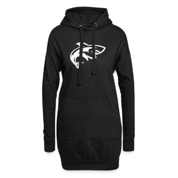 Stilisierter Hai-Kopf - Hoodie-Kleid - Schwarz - Vorne