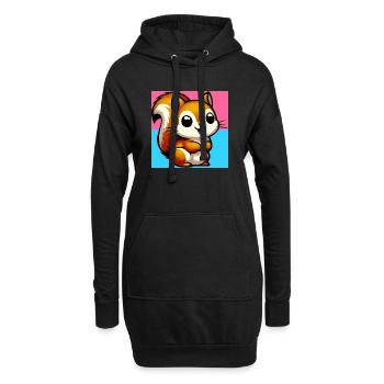 Eichhörnchen - Hoodie-Kleid - Schwarz - Vorne