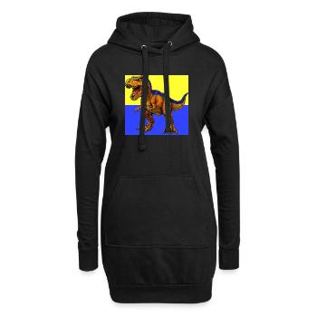 Dinosaurier - Hoodie-Kleid - Schwarz - Vorne
