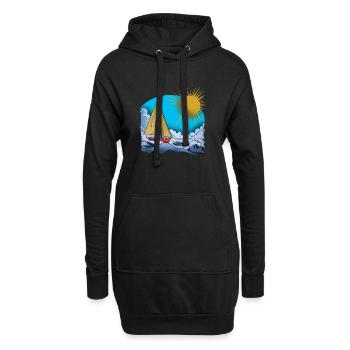 Sonnensegler am Meer 2 - Hoodie-Kleid - Schwarz - Vorne