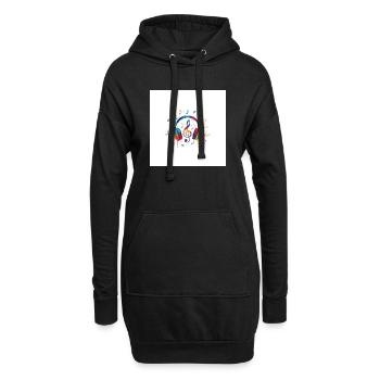 Bunte Kopfhörer Musikdesign - Hoodie-Kleid - Schwarz - Vorne