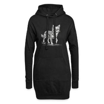 Chihuahua Sketch – Minimalistisches Design - Hoodie-Kleid - Schwarz - Vorne