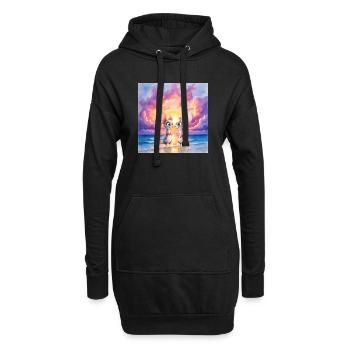 Little mice at sunset on the beach - Hoodie Dress - black - Front