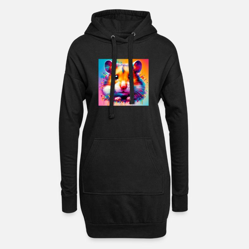 Hamster - Hoodie-Kleid - Schwarz