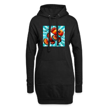 Poisson-clown - Sweat-shirt à capuche long Femme - noir - Devant