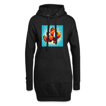Poisson-clown - Sweat-shirt à capuche long Femme - noir - Devant