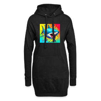 Requin - Sweat-shirt à capuche long Femme - noir - Devant