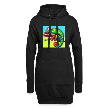 Chamäleon - Hoodie-Kleid - Schwarz - Vorne