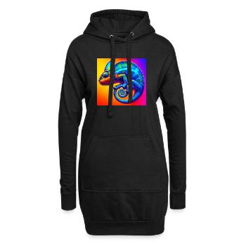 caméléon - Sweat-shirt à capuche long Femme - noir - Devant