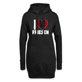 Ich liebe Friesen - Pferdeherz - Hoodie-Kleid - Schwarz - Vorne