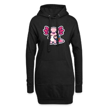 Héros aile Kawaii avec un axolotl sac à dos - Sweat-shirt à capuche long Femme - noir - Devant
