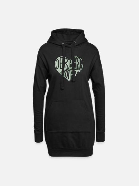 Der Berg Ruft Herz– Berg Silhouette - Hoodie-Kleid - Schwarz