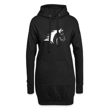 Pferdekopf Silhouette im Kontrast - Hoodie-Kleid - Schwarz - Vorne