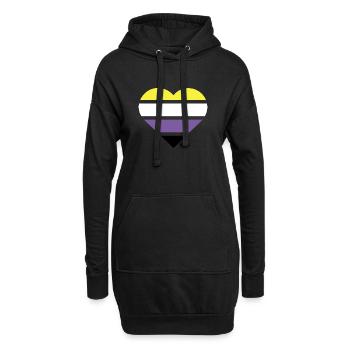 Drapeau de la fierté Cœur · Non-binaire - Sweat-shirt à capuche long Femme - noir - Devant