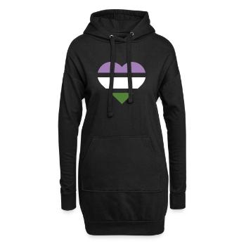 Drapeau de la fierté Cœur · Genderqueer - Sweat-shirt à capuche long Femme - noir - Devant