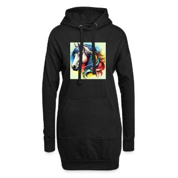 cheval - Sweat-shirt à capuche long Femme - noir - Devant