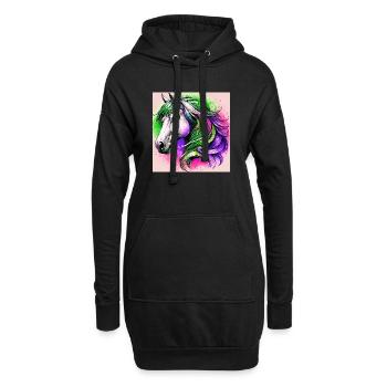 cheval - Sweat-shirt à capuche long Femme - noir - Devant