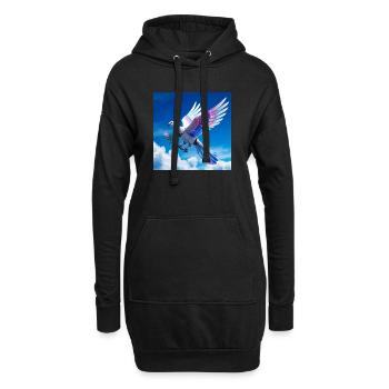 Bunte Taube mit Regenbogenflügeln - Hoodie-Kleid - Schwarz - Vorne